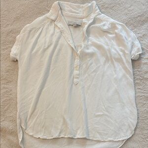 LOFT Women's Cream Short Sleeve Blouse, side S